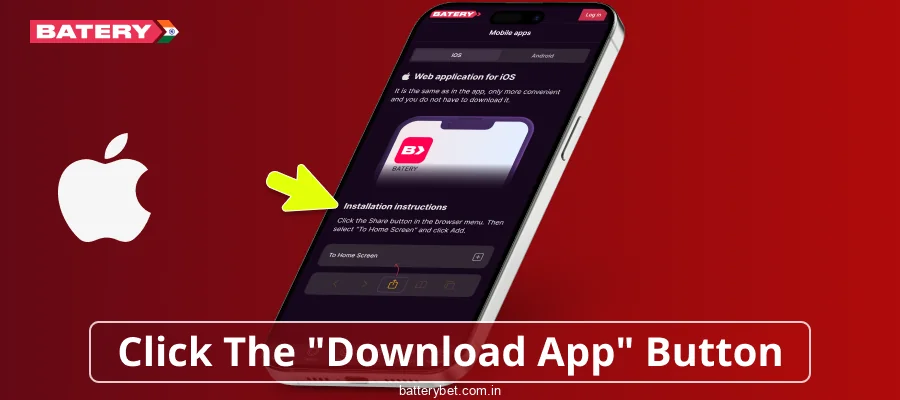 Click the iOS-specific download button for Batery Bet India