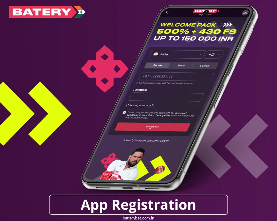 Signing up for Batery Bet in India