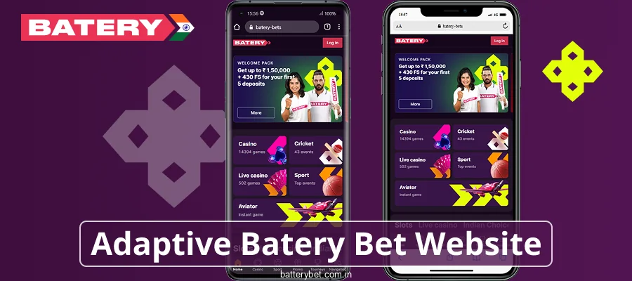 Batery Bet's mobile-optimized site for Indian users