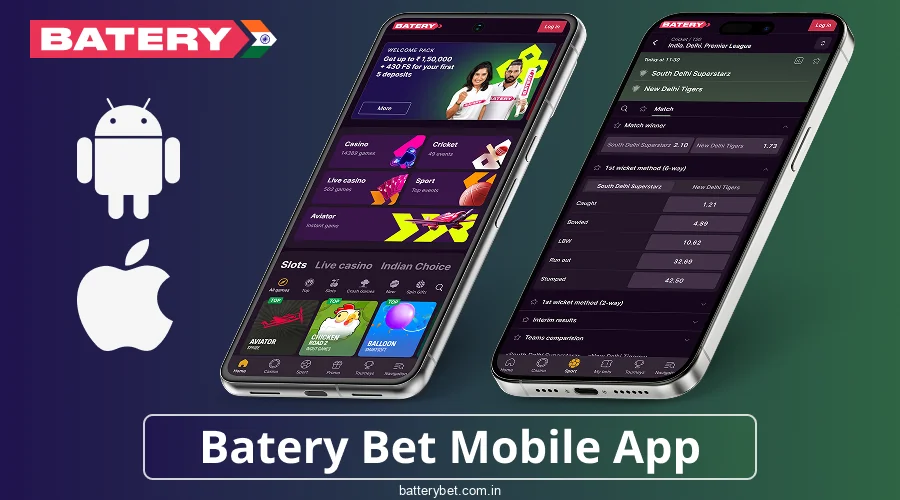 The Batery Bet mobile application for Indian users