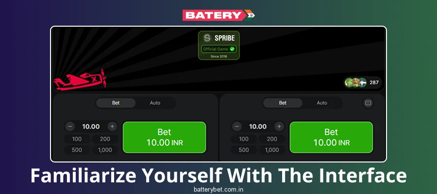 Navigate the Batery Bet Aviator user interface