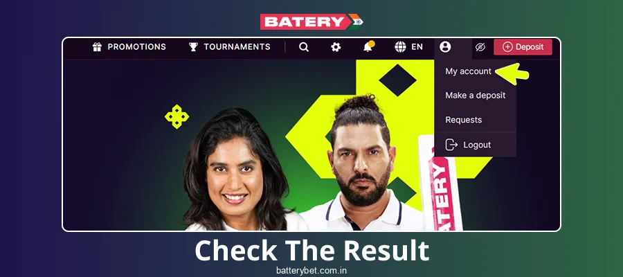 View your betting results on Batery Bet India