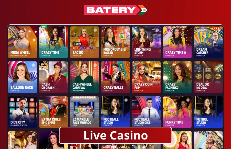 Live casino experiences tailored for players in India on Batery Bet