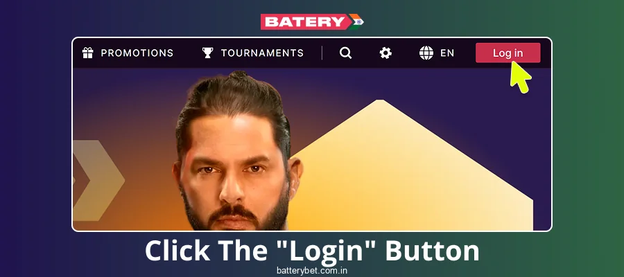 Press the login button on the Batery Bet IN platform